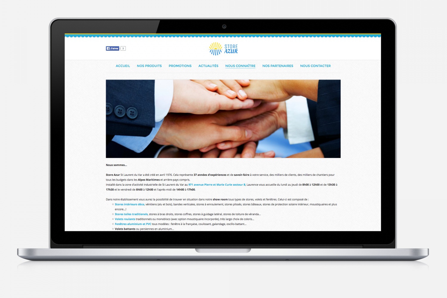 Site internet de Store Azur - Nous connaître